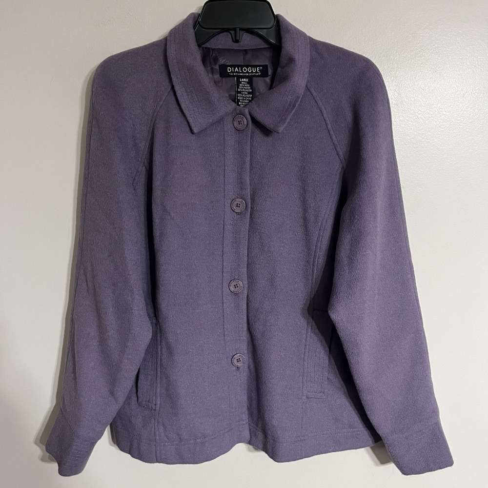 Vintage Dialogue‎ Wool Blend Purple Jacket Button Front Women's Size Large